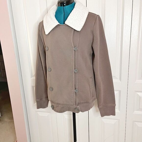 Gap Faux Sherpa Collar Aviator Pilot Biker Moto Double Breasted Button Jacket - Picture 11 of 16